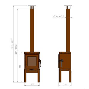 Gartenkamin Corten Piquia  4 Beine schon gerostet