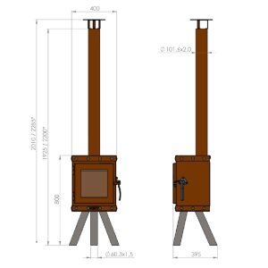 Gartenkamin Corten Piquia  4 Beine schon gerostet