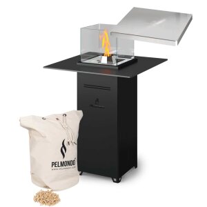 Feuer Stehtisch Pellet quadratisch als Set