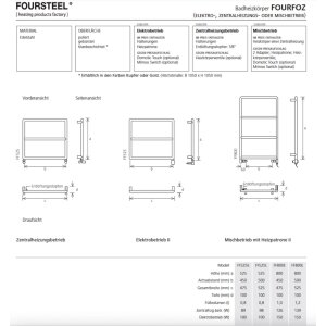 Fourfoz Design Handtuchtrockner FF525 Zentralheizung edelstahl poliert