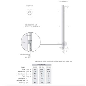 Design Handtuchstange beheizbar andere Farben 800 mm