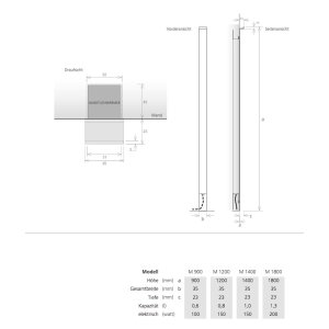 Elektrischer Design Handtuchwärmer Minimal gebürstet 1800 mm