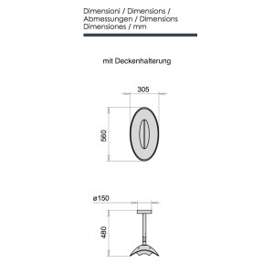 phormalab hotdoor Design Heizstrahler Deckenhalterung Kopf schwarz / Ring grau