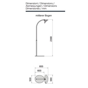 phormalab hotdoor Design Heizstrahler mit einem Heizkopf mittlerer Bogen St&auml;nder schwarz, Reflektor weiss