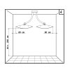 phormalab hotdoor Design Heizstrahler Deckenhalterung mit 2 Strahlern Kopf schwarz / Ring weiss