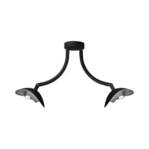 phormalab hotdoor Design Heizstrahler Deckenhalterung mit 2 Strahlern Kopf schwarz / Ring grau satiniert