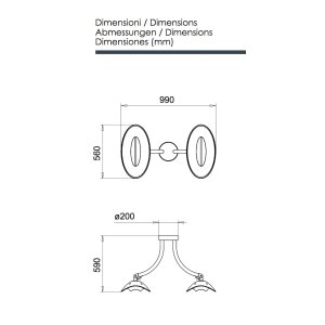 phormalab hotdoor Design Heizstrahler Deckenhalterung mit 2 Strahlern Kopf weiss / Ring schwarz