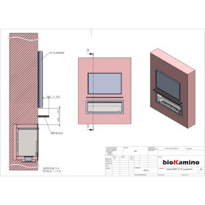 Durchsicht Einbau Ethanolkamin BKBF-B-650 Standardbrenner mit Magnetrahmen