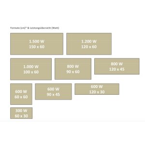 Infrarot Heizung mit Speicher Pur Wabe 116x41, 800 Watt Pur Beton